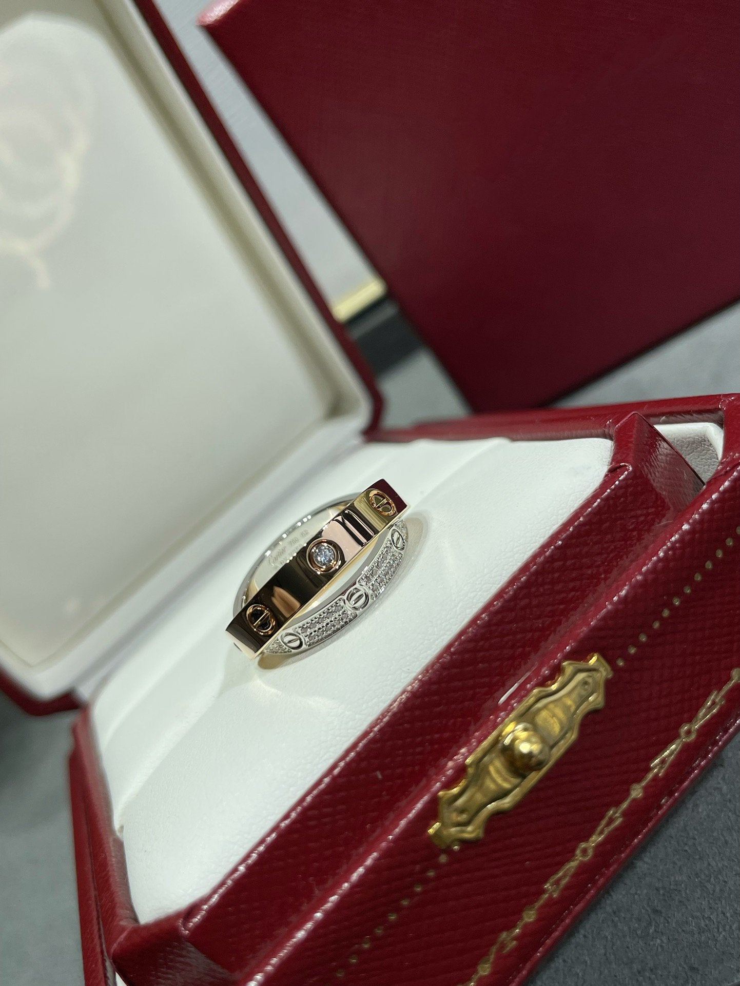 [BLAUE TRÄNEN]LIEBE ROSA GOLD SILBER DIAMANT DOPPELRING
