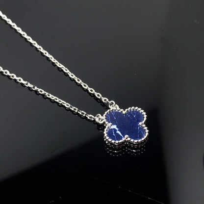 [BLAUE TRÄNEN]CLOVER PIETERSITE SILBER LANGE HALSKETTE