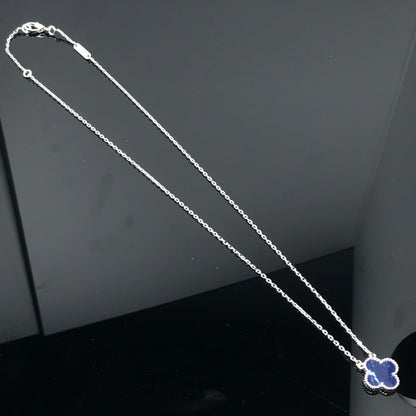 [BLAUE TRÄNEN]CLOVER PIETERSITE SILBER LANGE HALSKETTE
