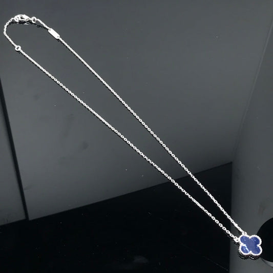 [BLAUE TRÄNEN]CLOVER PIETERSITE SILBER LANGE HALSKETTE
