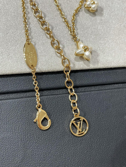 [BLAUE TRÄNEN] FLOWERGRAM GOLD MOP DOPPELREIHIGE HALSKETTE