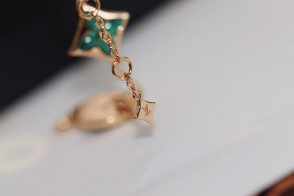 [BLAUE TRÄNEN]ARMBAND AUS ROTGOLD MIT MALACHIT UND STERNEN UND SONNE
