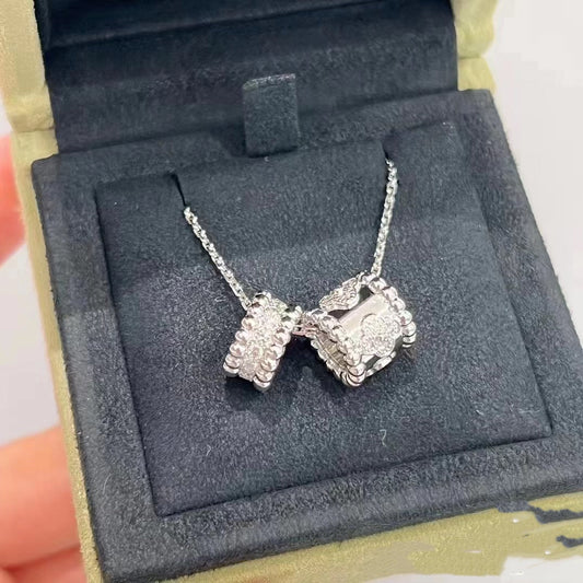 [BLAUE TRÄNEN]PERLEE DOPPELANHÄNGER SILBER DIAMANT HALSKETTE