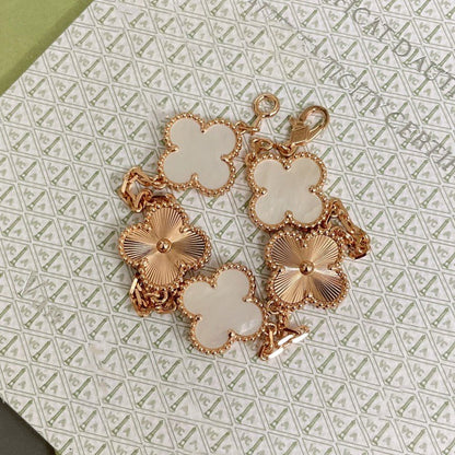 [BLAUE TRÄNEN]KLEE-ARMBAND 5 MOTIV WEISSES MOP ROSA GOLD