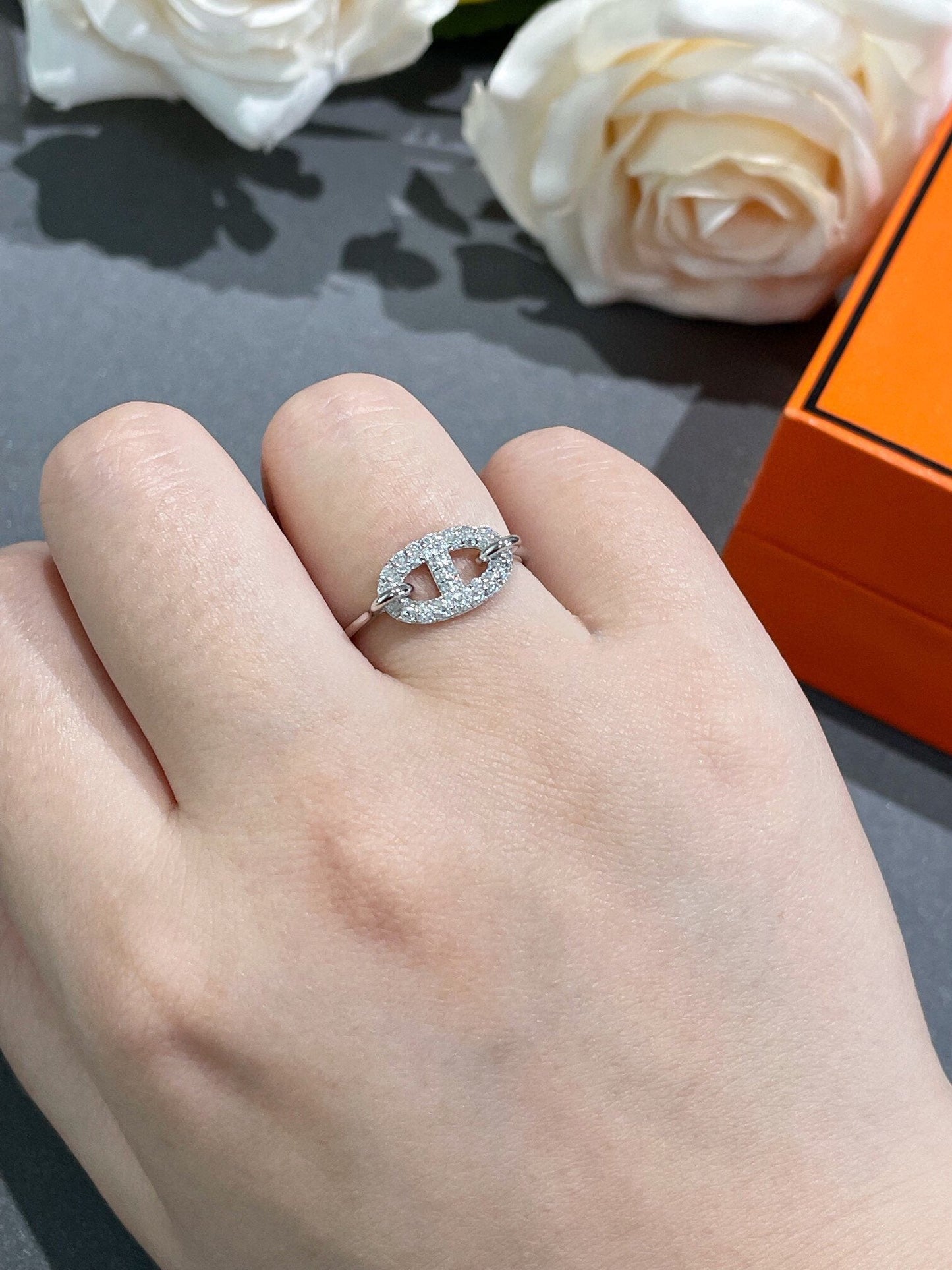 [BLUE TEARS]Runder kleiner Diamantring