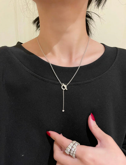 [BLAUE TRÄNEN]FINESSE SILBER DIAMANT HALSKETTE