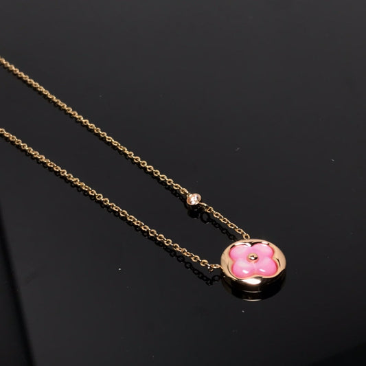 [Blaue Tränen]Farbe Blüte Rosa Mop Sonne Gold Halskette
