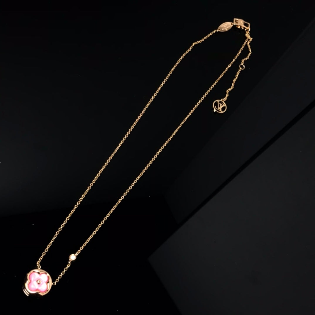 [Blaue Tränen]Farbe Blüte Rosa Mop Sonne Gold Halskette