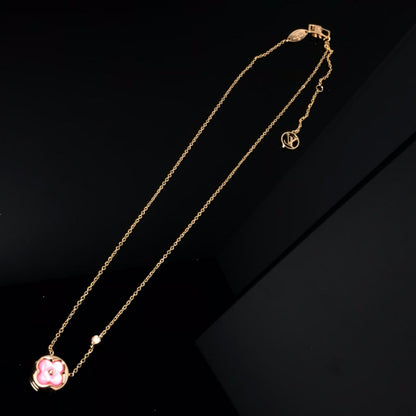 [Blaue Tränen]Farbe Blüte Rosa Mop Sonne Gold Halskette