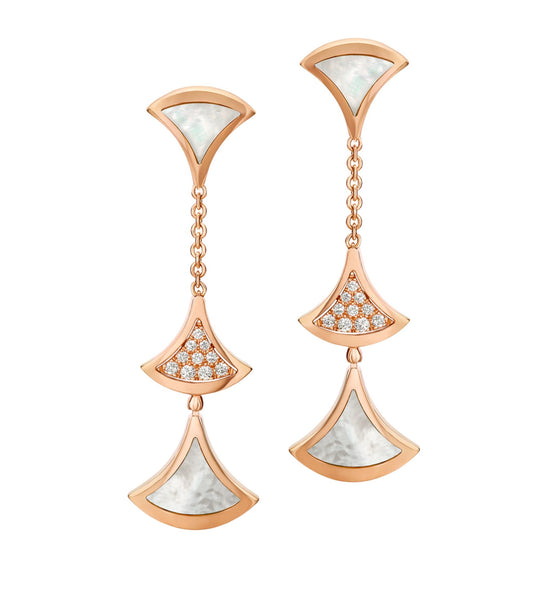 [BLUE TEARS]DREAM OHRRINGE 3 MOTIVE DIAMANT MOP ROSÉGOLD