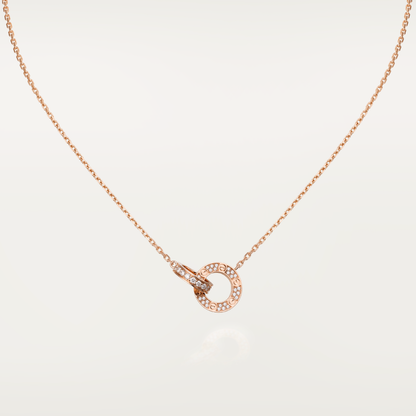 [BLAUE TRÄNEN]LIEBE 7,6 MM HALSKETTE ROSÉGOLD UND SILBER VOLL DIAMANT