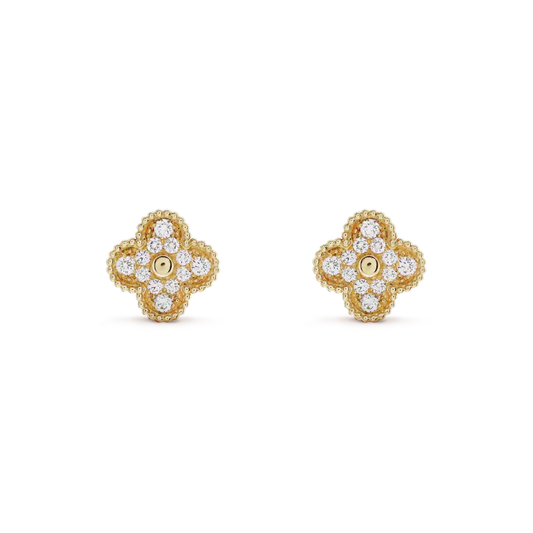 [BLUE TEARS]CLOVER MEDIUM 1 MOTIFS FUll DIAMOND EARRINGS