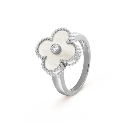 [BLAUE TRÄNEN]CLOVER SILBERNER MOP DIAMANTRING