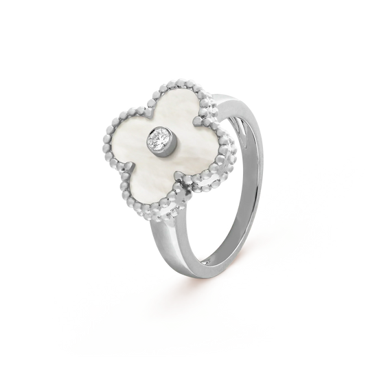 [BLAUE TRÄNEN]CLOVER SILBERNER MOP DIAMANTRING