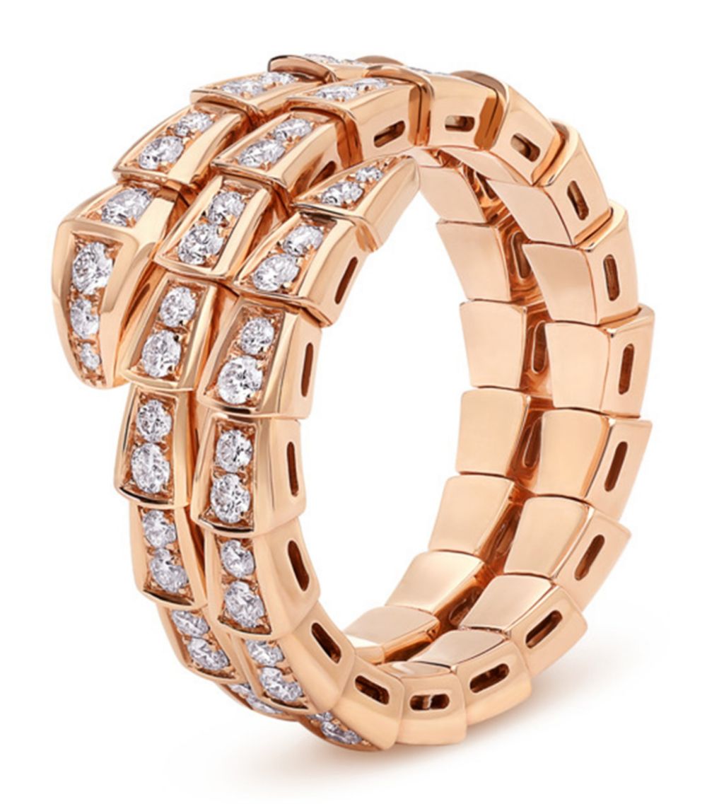 [BLAUE TRÄNEN]SERPENTI RING ROTGOLD DIAMANT DOPPELREIHIG
