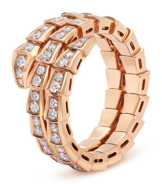 [BLAUE TRÄNEN]SERPENTI RING ROTGOLD DIAMANT DOPPELREIHIG