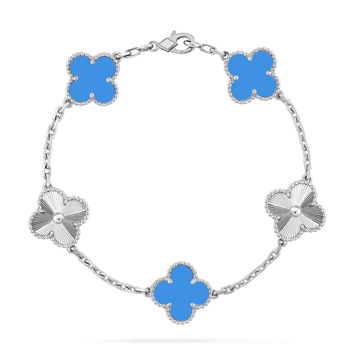 [BLUE TEARS] CLOVER 5 MOTIF BLUE AGATE BRACELET COLLECTION