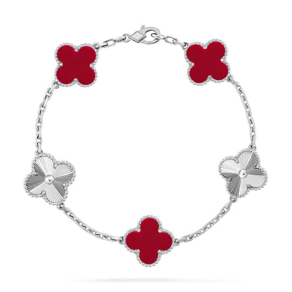 [BLUE TEARS] CLOVER 5 MOTIF RED CORNELIAN BRACELET COLLECTION