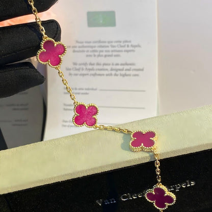 [Blue Tears Jewelry]NEW CLOVER 5 MOTIFS PINK ENAMEL BRACELET