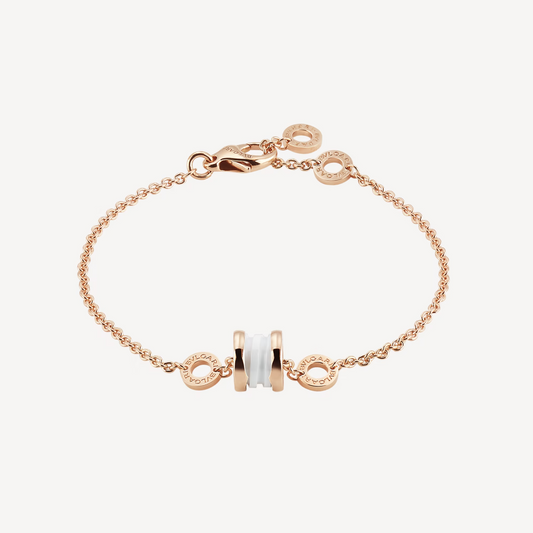 [BLUE TEARS]ZERO 1 SOFT PINK GOLD AND WHITE CERAMIC BRACELET