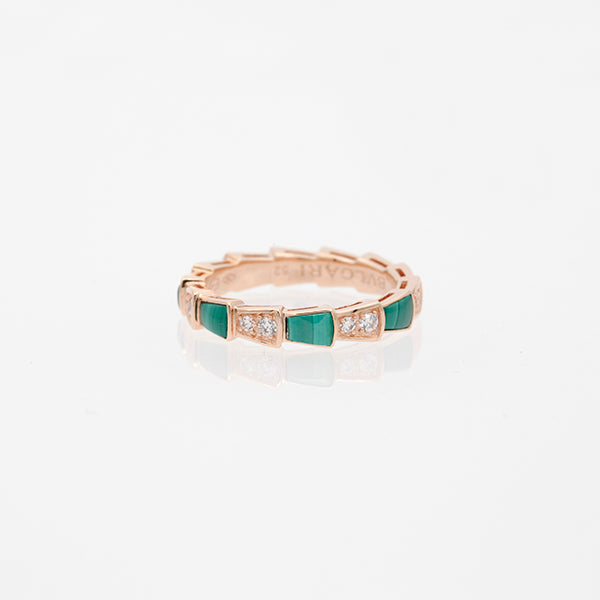 [BLAUE TRÄNEN]SERPENTI RING ROTGOLD MALACHIT DIAMANT 3MM