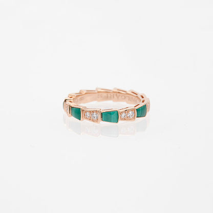 [BLAUE TRÄNEN]SERPENTI RING ROTGOLD MALACHIT DIAMANT 3MM