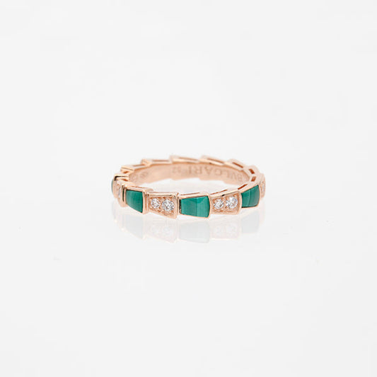 [BLAUE TRÄNEN]SERPENTI RING ROTGOLD MALACHIT DIAMANT 3MM