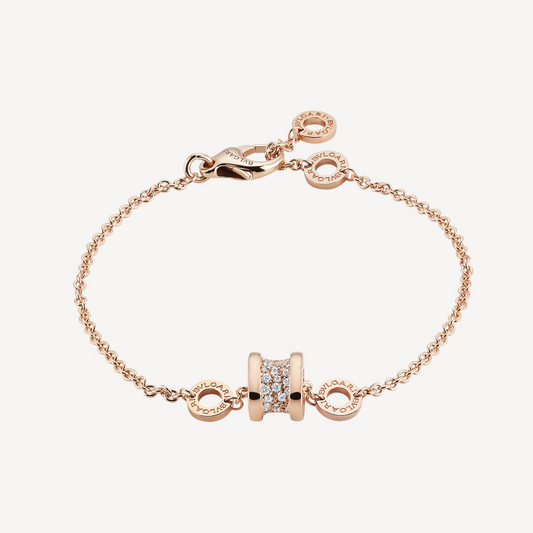 [BLUE TEARS]ZERO 1 SOFT PINK GOLD WITH PAVED DIAMONDS ON THE SPIRAL BRACELET