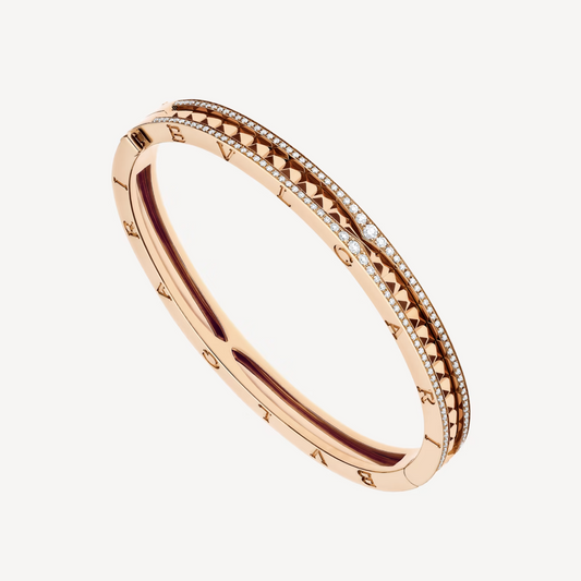 [BLUE TEARS]ZERO 1 SPIRAL AND PAVED DIAMOND PINK GOLD BRACELET
