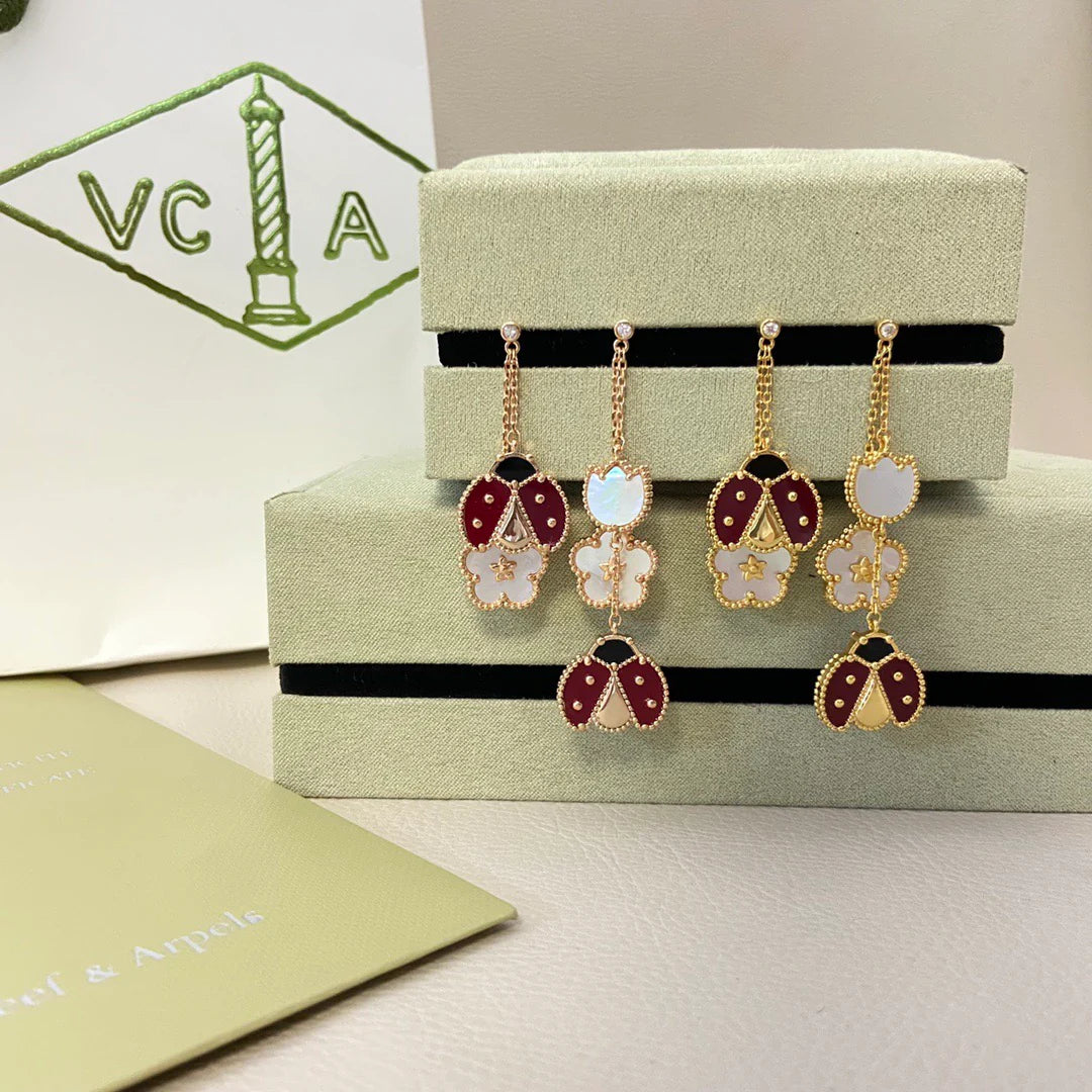[BLUE TEARS]CLOVER MEDIUM 1 MOTIFS CARNELIAN DIAMOND Ohrringe