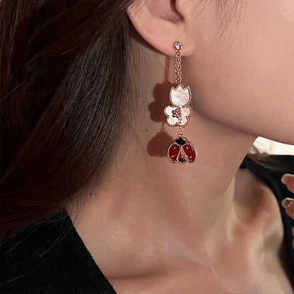 [BLUE TEARS]CLOVER MEDIUM 1 MOTIFS CARNELIAN DIAMOND Ohrringe
