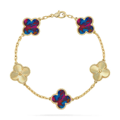 [BLUE TEARS]CLOVER 5 MOTIF COLOR GEMSTONES BRACELET COLLECTION