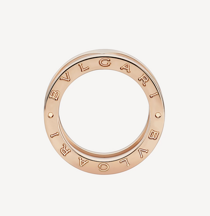 [BLUETRÄNEN] ZERO 1 RING AUS ZWEI BÄNDERN UND WEISSER KERAMIK-SPIRALE IN ROSA GOLD