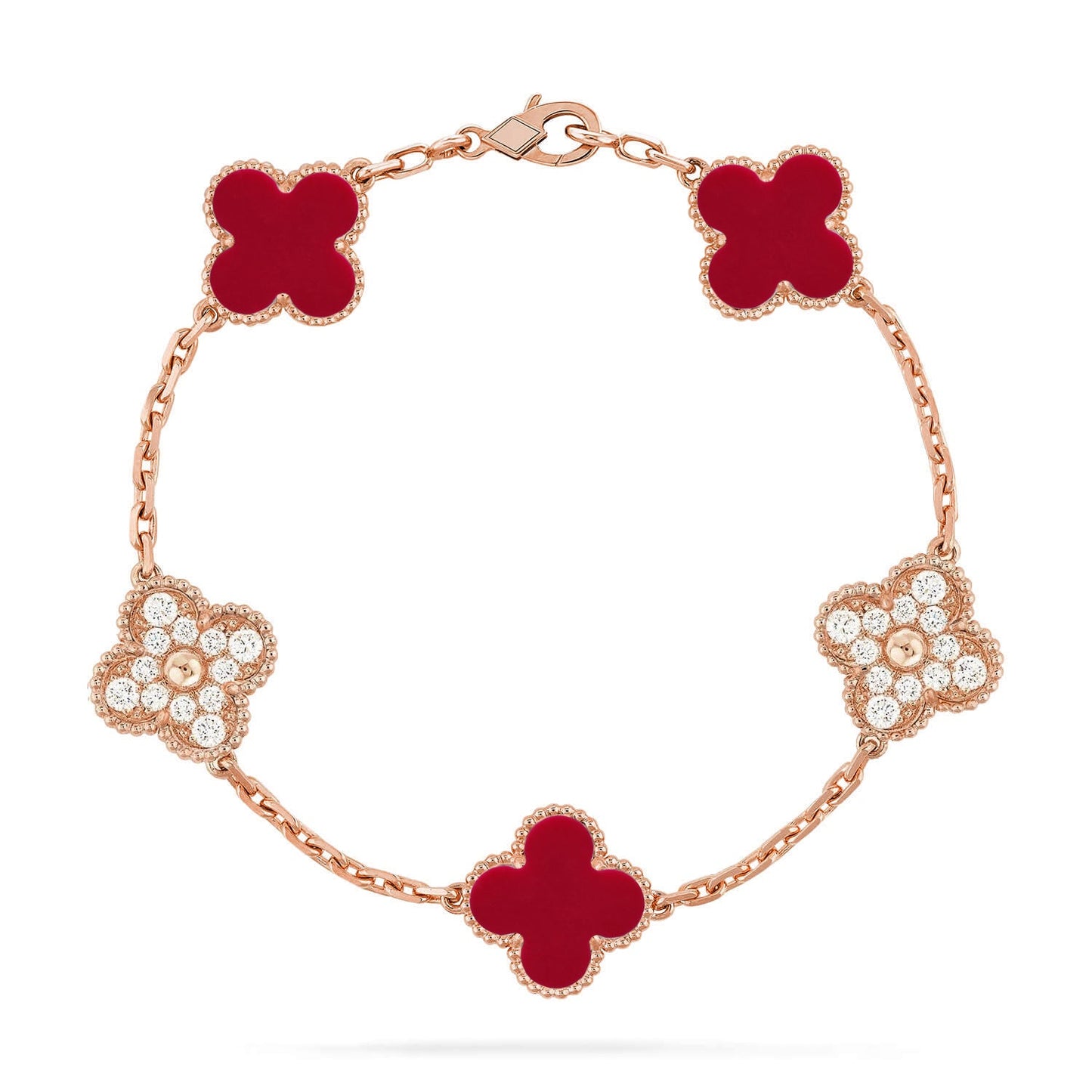 [BLUE TEARS] CLOVER 5 MOTIF RED CORNELIAN BRACELET COLLECTION