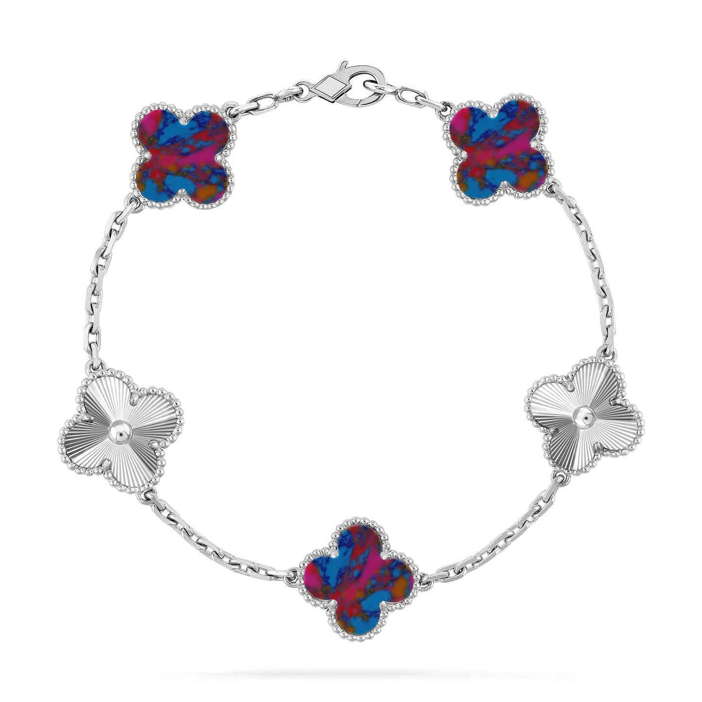 [BLUE TEARS]CLOVER 5 MOTIF COLOR GEMSTONES BRACELET COLLECTION