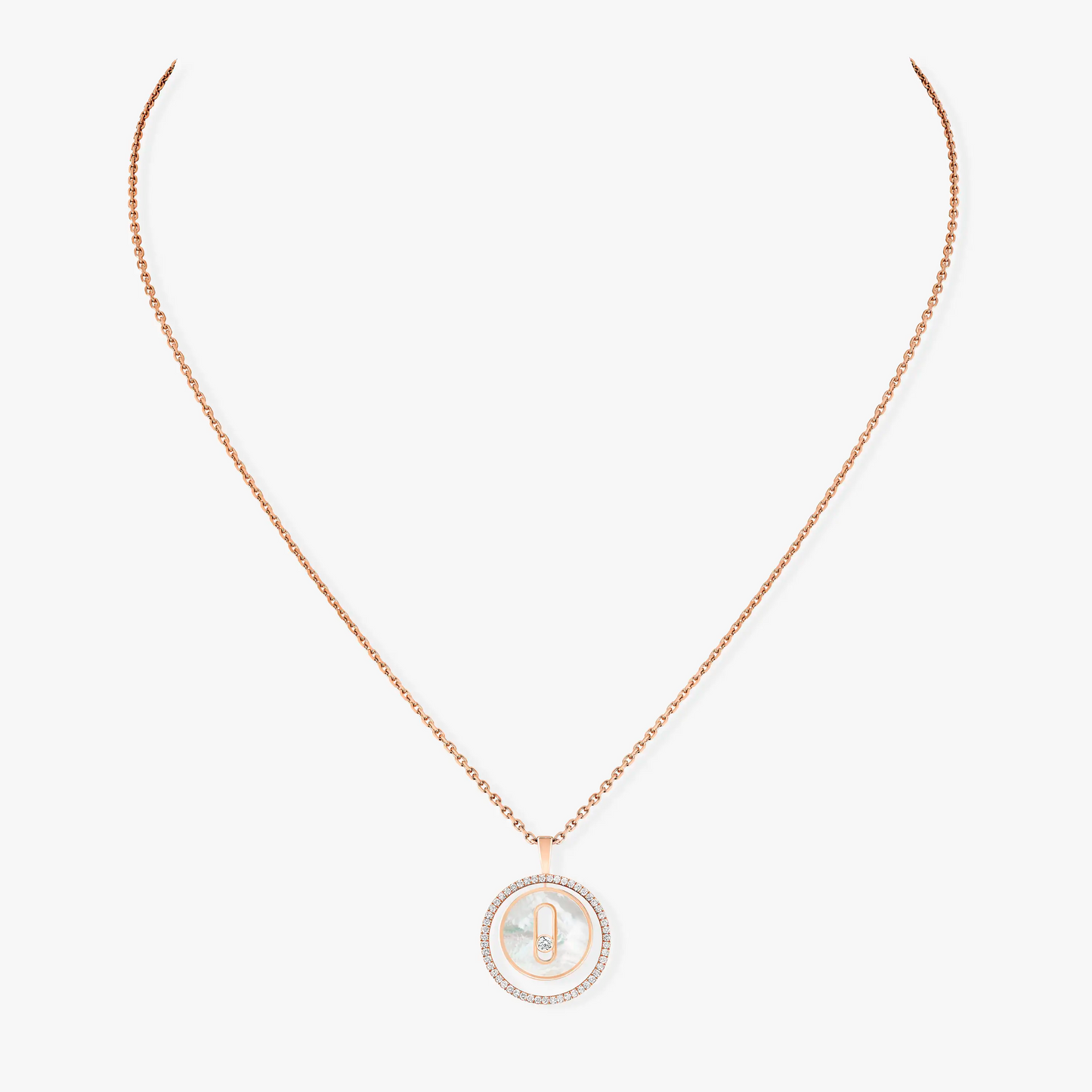 [Blue Tears Jewelry]LUCKY MOVE 1 DIAMOND WHITE MOTHER OF PEARL PINK GOLD DIAMOND NECKLACE