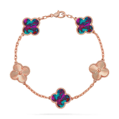 [BLUE TEARS]CLOVER 5 MOTIF COLOR GEMSTONES BRACELET COLLECTION