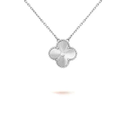 [BLAUE TRÄNEN]CLOVER 15MM DIAMANT LASER HALSKETTE SILBER