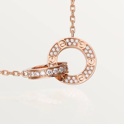 [BLAUE TRÄNEN]LIEBE 7,6 MM HALSKETTE ROSÉGOLD UND SILBER VOLL DIAMANT