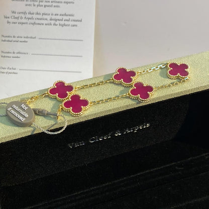[Blue Tears Jewelry]NEW CLOVER 5 MOTIFS PINK ENAMEL BRACELET