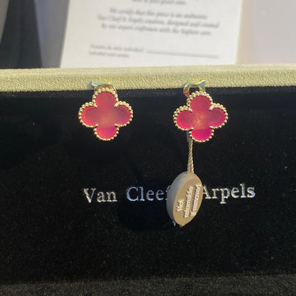 [Blue Tears Jewelry]NEW CLOVER 15MM PINK ENAMEL STUD EARRINGS