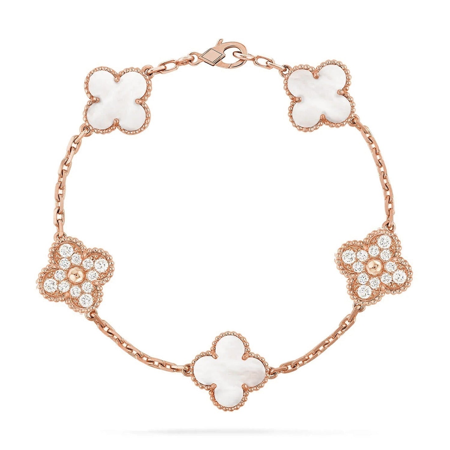 [BLUE TEARS]CLOVER WHITE PEARL MOP 5 MOTIF BRACELET COLLECTION