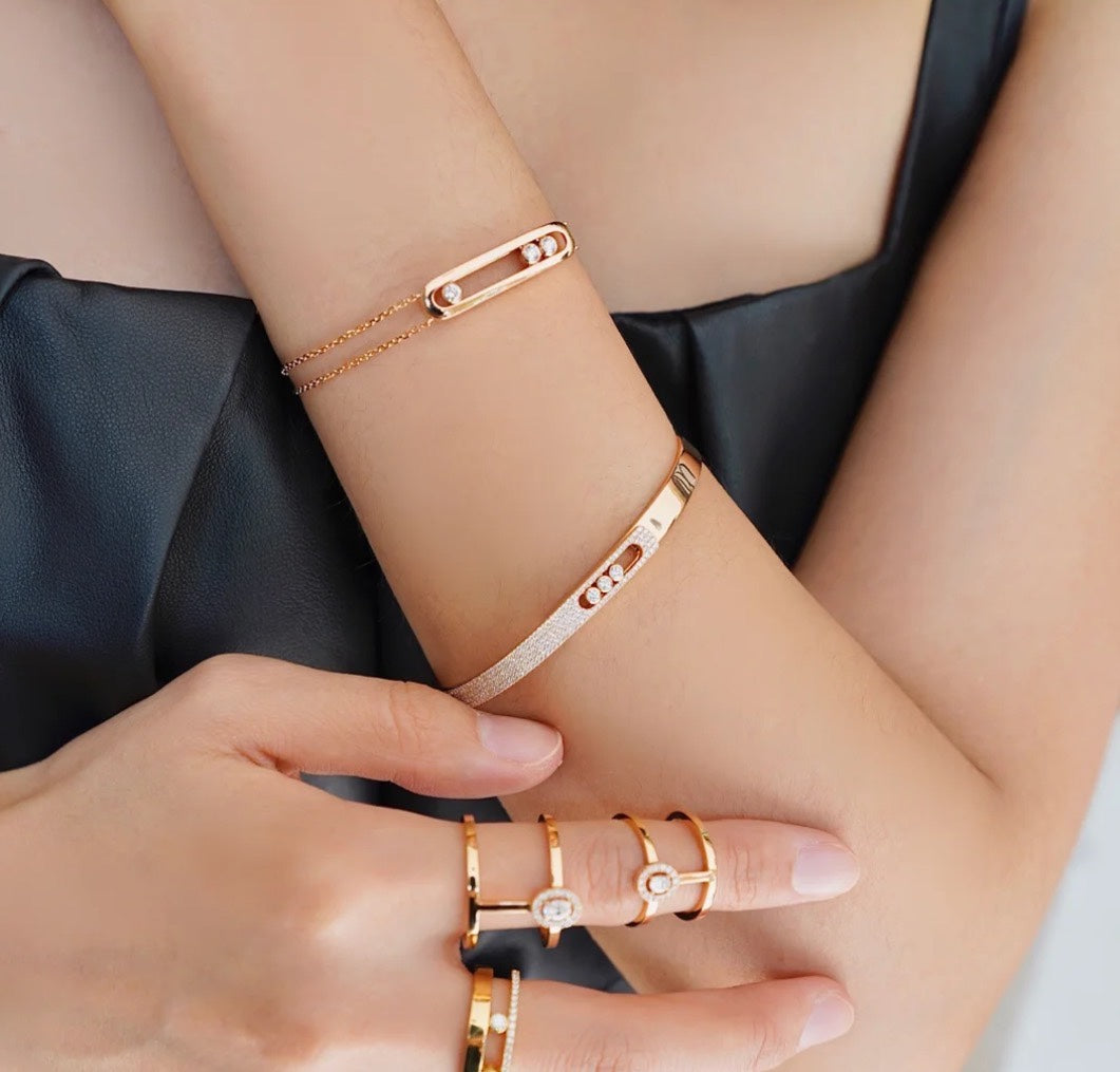 [Blue Tears Jewelry]Move Noa Rose Gold Pavé Diamond Bangle Bracelet