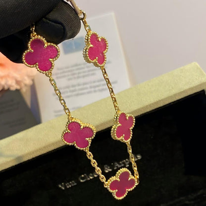 [Blue Tears Jewelry]NEW CLOVER 5 MOTIFS PINK ENAMEL BRACELET