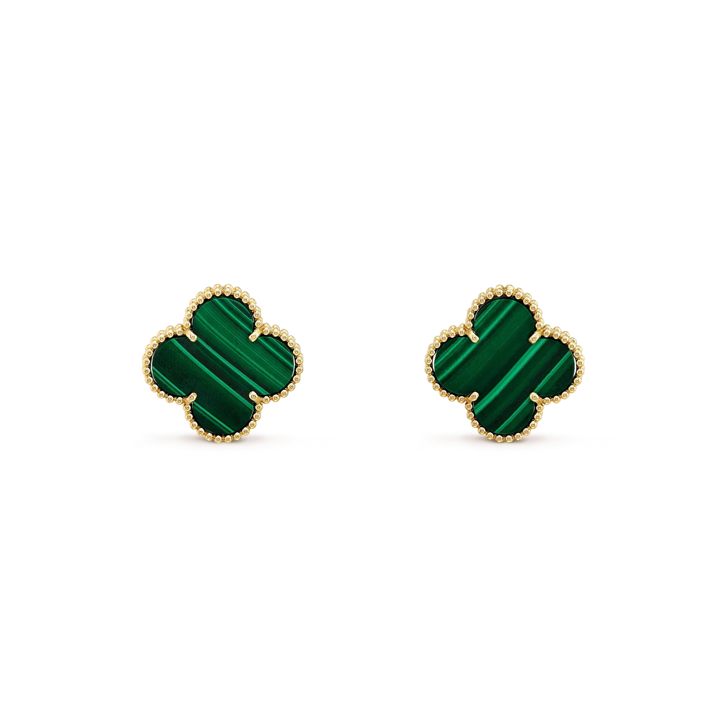 [BLUE TEARS]CLOVER MINI 9.5MM MALACHITE  EARRINGS