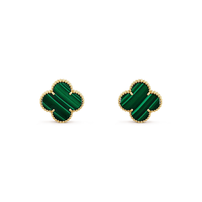[BLUE TEARS]CLOVER MINI 9.5MM MALACHITE  EARRINGS