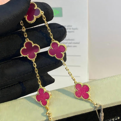 [Blue Tears Jewelry]NEW CLOVER 5 MOTIFS PINK ENAMEL BRACELET