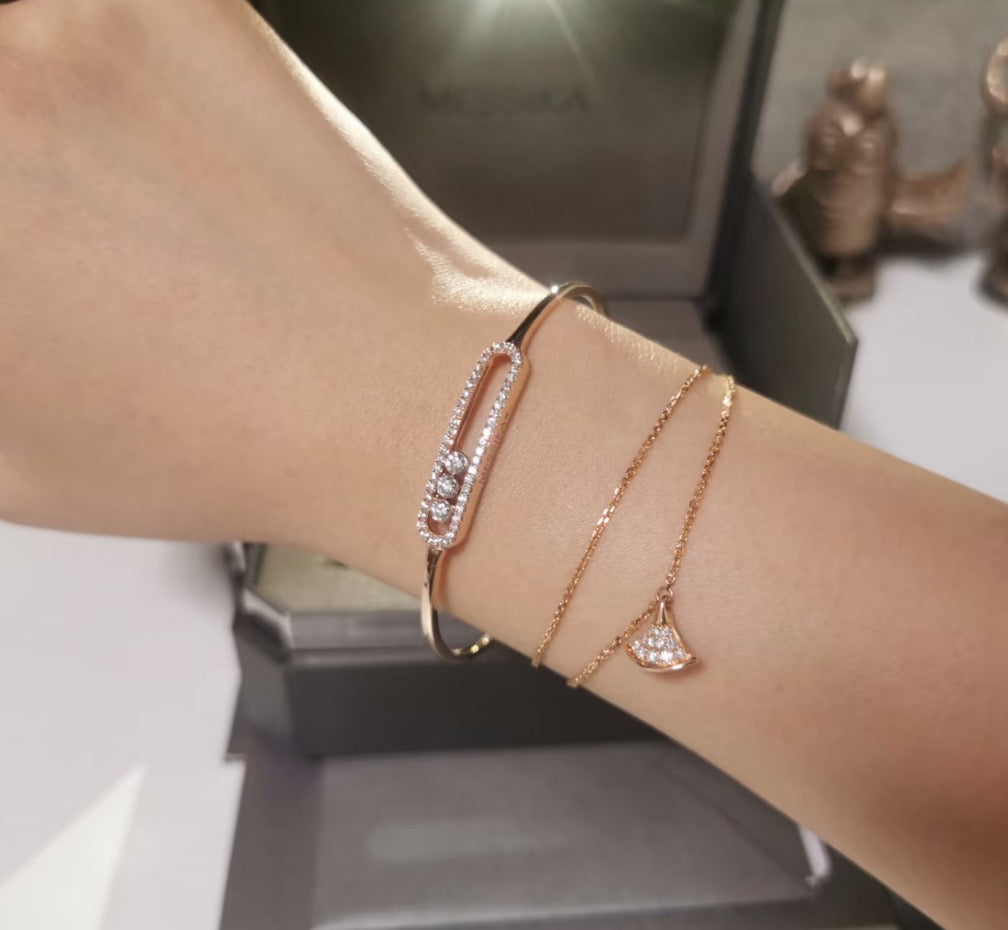 [Blue Tears Jewelry]Move Pav¨¦ Diamond Bangle Bracelet M