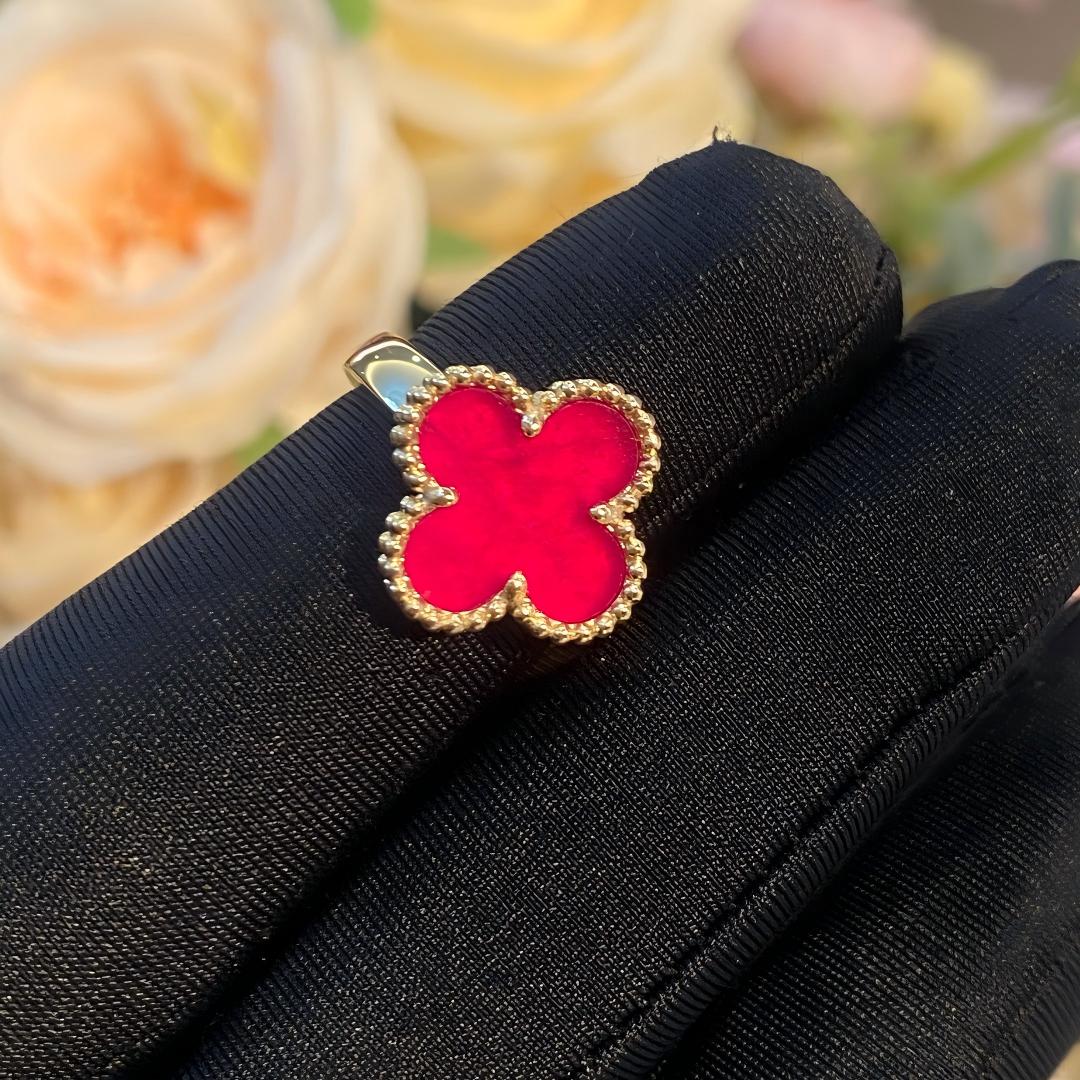[Blue Tears Jewelry]NEW CLOVER PINK ENAMEL RINGS