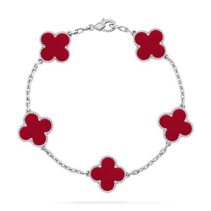 [BLUE TEARS] CLOVER 5 MOTIF RED CORNELIAN BRACELET COLLECTION